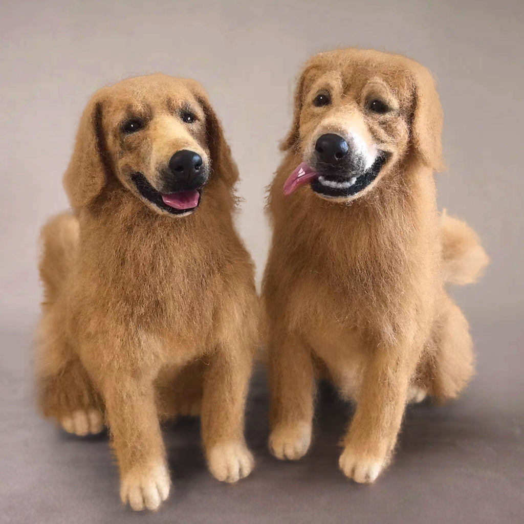 Custom 3D Needle Felted Dog Replica - Personalized Stuffed Animal from Your Pet's Photos